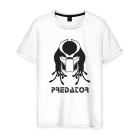Мужская футболка хлопок с принтом Predator (Хищник) в Кировске, 100% хлопок | прямой крой, круглый вырез горловины, длина до линии бедер, слегка спущенное плечо. | Тематика изображения на принте: 