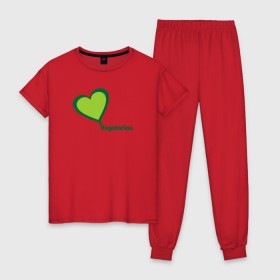 Женская пижама хлопок с принтом Vegetarian (Вегетерианство) в Кировске, 100% хлопок | брюки и футболка прямого кроя, без карманов, на брюках мягкая резинка на поясе и по низу штанин | 