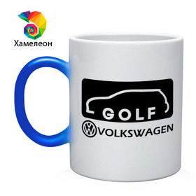 Кружка хамелеон с принтом Фольцваген гольф в Кировске, керамика | меняет цвет при нагревании, емкость 330 мл | golf | logo | volkswagen | гольф | логотип | фольцваген