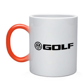 Кружка хамелеон с принтом Volkswagen Golf в Кировске, керамика | меняет цвет при нагревании, емкость 330 мл | Тематика изображения на принте: golf | logo | volkswagen | гольф | логотип | фольцваген
