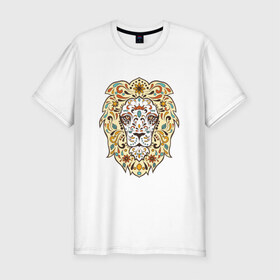 Мужская футболка премиум с принтом Art Lion в Кировске, 92% хлопок, 8% лайкра | приталенный силуэт, круглый вырез ворота, длина до линии бедра, короткий рукав | Тематика изображения на принте: лев