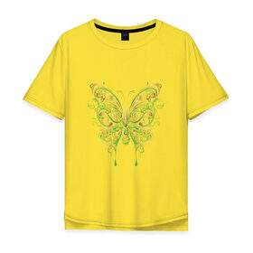 Мужская футболка хлопок Oversize с принтом Art butterfly в Кировске, 100% хлопок | свободный крой, круглый ворот, “спинка” длиннее передней части | Тематика изображения на принте: 