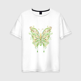 Женская футболка хлопок Oversize с принтом Art butterfly в Кировске, 100% хлопок | свободный крой, круглый ворот, спущенный рукав, длина до линии бедер
 | 