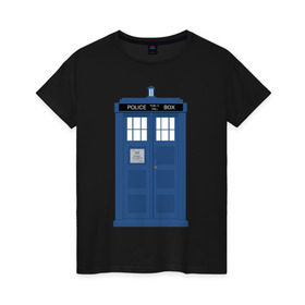 Женская футболка хлопок с принтом TARDIS в Кировске, 100% хлопок | прямой крой, круглый вырез горловины, длина до линии бедер, слегка спущенное плечо | doctor who | доктор кто