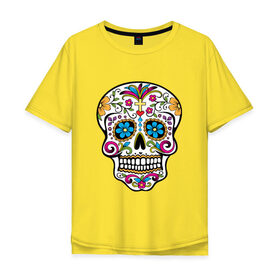 Мужская футболка хлопок Oversize с принтом Skull decorated в Кировске, 100% хлопок | свободный крой, круглый ворот, “спинка” длиннее передней части | сахарный