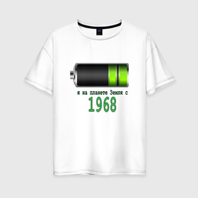 Женская футболка хлопок Oversize с принтом Я на планете Земля с 1968 в Кировске, 100% хлопок | свободный крой, круглый ворот, спущенный рукав, длина до линии бедер
 | @