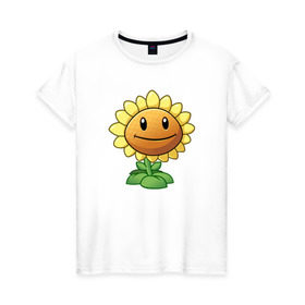 Женская футболка хлопок с принтом Plants Vs Zombies в Кировске, 100% хлопок | прямой крой, круглый вырез горловины, длина до линии бедер, слегка спущенное плечо | растения против зомби