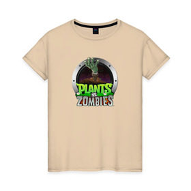 Женская футболка хлопок с принтом Plants vs Zombies в Кировске, 100% хлопок | прямой крой, круглый вырез горловины, длина до линии бедер, слегка спущенное плечо | растения против зомби
