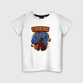 Детская футболка хлопок с принтом Печеньки в Кировске, 100% хлопок | круглый вырез горловины, полуприлегающий силуэт, длина до линии бедер | cookie | коржик | монстр | печенье | улица сезам