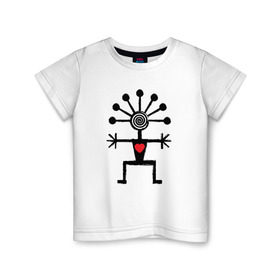 Детская футболка хлопок с принтом Кураймен (этночеловек) в Кировске, 100% хлопок | круглый вырез горловины, полуприлегающий силуэт, длина до линии бедер | курай | кураймен | этника | этномотив