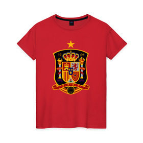 Женская футболка хлопок с принтом Spain National Football в Кировске, 100% хлопок | прямой крой, круглый вырез горловины, длина до линии бедер, слегка спущенное плечо | испания | футбол