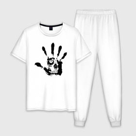 Мужская пижама хлопок с принтом Metallica (Pushead) в Кировске, 100% хлопок | брюки и футболка прямого кроя, без карманов, на брюках мягкая резинка на поясе и по низу штанин
 | Тематика изображения на принте: металлика