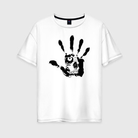 Женская футболка хлопок Oversize с принтом Metallica (Pushead) в Кировске, 100% хлопок | свободный крой, круглый ворот, спущенный рукав, длина до линии бедер
 | металлика