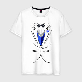 Мужская футболка хлопок с принтом Костюм жениха в Кировске, 100% хлопок | прямой крой, круглый вырез горловины, длина до линии бедер, слегка спущенное плечо. | бабочка