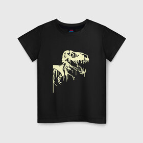 Детская футболка хлопок с принтом Скелет динозавра в Кировске, 100% хлопок | круглый вырез горловины, полуприлегающий силуэт, длина до линии бедер | скелет