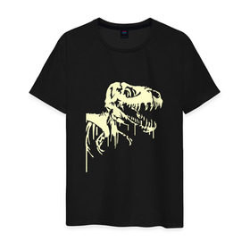 Мужская футболка хлопок с принтом Скелет динозавра в Кировске, 100% хлопок | прямой крой, круглый вырез горловины, длина до линии бедер, слегка спущенное плечо. | скелет