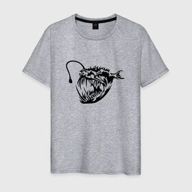 Мужская футболка хлопок с принтом Глубоководная рыба в Кировске, 100% хлопок | прямой крой, круглый вырез горловины, длина до линии бедер, слегка спущенное плечо. | 