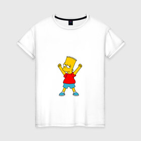 Женская футболка хлопок с принтом Барт в Кировске, 100% хлопок | прямой крой, круглый вырез горловины, длина до линии бедер, слегка спущенное плечо | bart | simpson