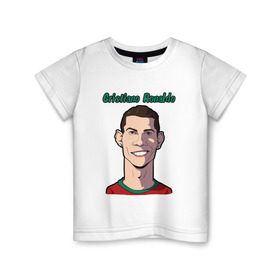Детская футболка хлопок с принтом Cristiano Ronaldo в Кировске, 100% хлопок | круглый вырез горловины, полуприлегающий силуэт, длина до линии бедер | Тематика изображения на принте: real madrid | ronaldo | роналду | футбол