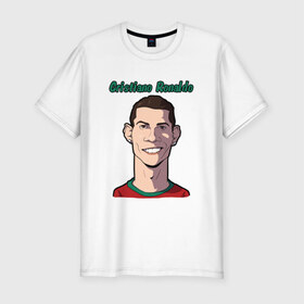 Мужская футболка премиум с принтом Cristiano Ronaldo в Кировске, 92% хлопок, 8% лайкра | приталенный силуэт, круглый вырез ворота, длина до линии бедра, короткий рукав | real madrid | ronaldo | роналду | футбол