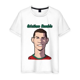 Мужская футболка хлопок с принтом Cristiano Ronaldo в Кировске, 100% хлопок | прямой крой, круглый вырез горловины, длина до линии бедер, слегка спущенное плечо. | real madrid | ronaldo | роналду | футбол