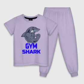 Детская пижама хлопок с принтом GymShark в Кировске, 100% хлопок |  брюки и футболка прямого кроя, без карманов, на брюках мягкая резинка на поясе и по низу штанин
 | gymshark | gymsharkакула | shark