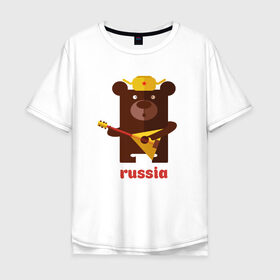 Мужская футболка хлопок Oversize с принтом Russia в Кировске, 100% хлопок | свободный крой, круглый ворот, “спинка” длиннее передней части | russia | российа | я.русский