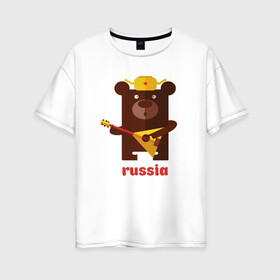 Женская футболка хлопок Oversize с принтом Russia в Кировске, 100% хлопок | свободный крой, круглый ворот, спущенный рукав, длина до линии бедер
 | russia | российа | я.русский