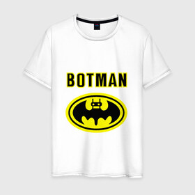 Мужская футболка хлопок с принтом Botman в Кировске, 100% хлопок | прямой крой, круглый вырез горловины, длина до линии бедер, слегка спущенное плечо. | 