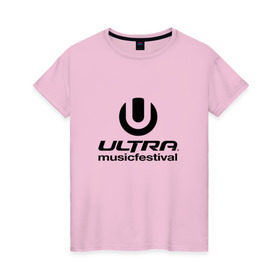 Женская футболка хлопок с принтом Ultra Music Festival в Кировске, 100% хлопок | прямой крой, круглый вырез горловины, длина до линии бедер, слегка спущенное плечо | house | rave | ultra music festival | umf