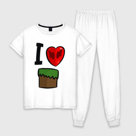Женская пижама хлопок с принтом Футболка Диллерона в Кировске, 100% хлопок | брюки и футболка прямого кроя, без карманов, на брюках мягкая резинка на поясе и по низу штанин | игры | мinecraft | майнкрафт