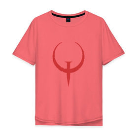Мужская футболка хлопок Oversize с принтом Quake в Кировске, 100% хлопок | свободный крой, круглый ворот, “спинка” длиннее передней части | Тематика изображения на принте: .красный | logo | quake | qw | игра