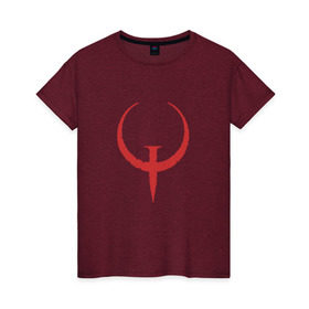 Женская футболка хлопок с принтом Quake в Кировске, 100% хлопок | прямой крой, круглый вырез горловины, длина до линии бедер, слегка спущенное плечо | .красный | logo | quake | qw | игра
