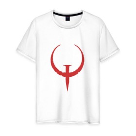 Мужская футболка хлопок с принтом Quake в Кировске, 100% хлопок | прямой крой, круглый вырез горловины, длина до линии бедер, слегка спущенное плечо. | .красный | logo | quake | qw | игра
