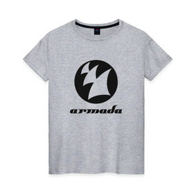 Женская футболка хлопок с принтом Armada Music в Кировске, 100% хлопок | прямой крой, круглый вырез горловины, длина до линии бедер, слегка спущенное плечо | armada | armada music labelarmada music | trance