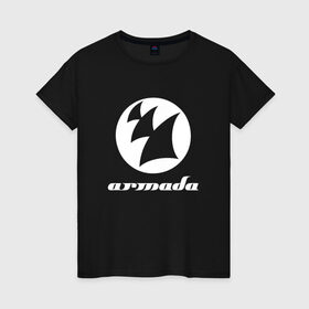 Женская футболка хлопок с принтом Armada Music в Кировске, 100% хлопок | прямой крой, круглый вырез горловины, длина до линии бедер, слегка спущенное плечо | armada music | armada music labelarmada | trance