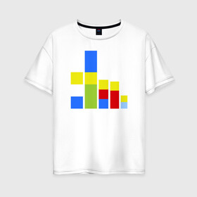 Женская футболка хлопок Oversize с принтом Симпсоны кубики в Кировске, 100% хлопок | свободный крой, круглый ворот, спущенный рукав, длина до линии бедер
 | the simpsons | барт | гомер | кубики | мардж | симпсоны