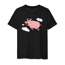 Мужская футболка хлопок с принтом Когда свиньи залетают! в Кировске, 100% хлопок | прямой крой, круглый вырез горловины, длина до линии бедер, слегка спущенное плечо. | когда свиньи залетают симпсоны the simpsons