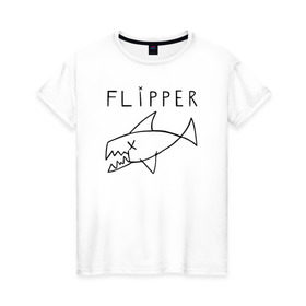 Женская футболка хлопок с принтом Flipper в Кировске, 100% хлопок | прямой крой, круглый вырез горловины, длина до линии бедер, слегка спущенное плечо | Тематика изображения на принте: flipper | kurt | nirvana | курт кобейн | курта кобейна | нирвана