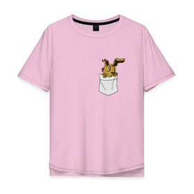Мужская футболка хлопок Oversize с принтом Springtrap в кармане FNAF в Кировске, 100% хлопок | свободный крой, круглый ворот, “спинка” длиннее передней части | Тематика изображения на принте: fnaf | springtrap | карман | фнаф