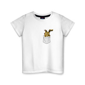 Детская футболка хлопок с принтом Springtrap в кармане FNAF в Кировске, 100% хлопок | круглый вырез горловины, полуприлегающий силуэт, длина до линии бедер | Тематика изображения на принте: fnaf | springtrap | карман | фнаф
