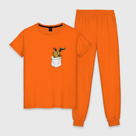 Женская пижама хлопок с принтом Springtrap в кармане FNAF в Кировске, 100% хлопок | брюки и футболка прямого кроя, без карманов, на брюках мягкая резинка на поясе и по низу штанин | fnaf | springtrap | карман | фнаф