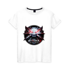 Женская футболка хлопок с принтом The Witcher 3 в Кировске, 100% хлопок | прямой крой, круглый вырез горловины, длина до линии бедер, слегка спущенное плечо | Тематика изображения на принте: ведьмак