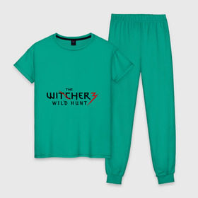 Женская пижама хлопок с принтом The Witcher 3 в Кировске, 100% хлопок | брюки и футболка прямого кроя, без карманов, на брюках мягкая резинка на поясе и по низу штанин | ведьмак