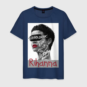 Мужская футболка хлопок с принтом Rihanna в Кировске, 100% хлопок | прямой крой, круглый вырез горловины, длина до линии бедер, слегка спущенное плечо. | badgirl | diamond | rihanna | riri | rnb | umbrella | риана | рианна