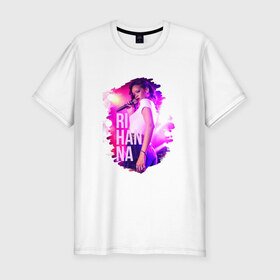 Мужская футболка премиум с принтом Rihanna в Кировске, 92% хлопок, 8% лайкра | приталенный силуэт, круглый вырез ворота, длина до линии бедра, короткий рукав | 
