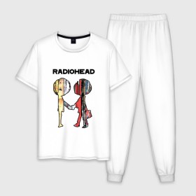 Мужская пижама хлопок с принтом Radiohead в Кировске, 100% хлопок | брюки и футболка прямого кроя, без карманов, на брюках мягкая резинка на поясе и по низу штанин
 | creep | emi | radiohead | rok