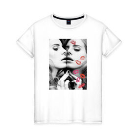 Женская футболка хлопок с принтом Lana Del Rey в Кировске, 100% хлопок | прямой крой, круглый вырез горловины, длина до линии бедер, слегка спущенное плечо | interscope | lana del rey | polydor