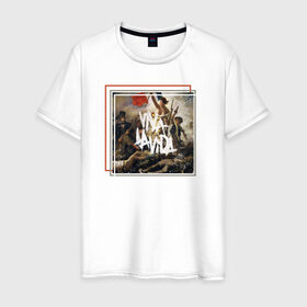 Мужская футболка хлопок с принтом Viva La Vida в Кировске, 100% хлопок | прямой крой, круглый вырез горловины, длина до линии бедер, слегка спущенное плечо. | coldplay | ghost stories | mylo xyloto | parachutes