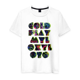 Мужская футболка хлопок с принтом Coldplay в Кировске, 100% хлопок | прямой крой, круглый вырез горловины, длина до линии бедер, слегка спущенное плечо. | coldplay | ghost stories | mylo xyloto | parachutes